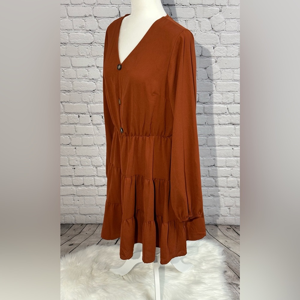 *** SOLD *** SHEIN Woman’s Long Sleeve Ruffle Hem Dress Size L - Picture 2 of 10